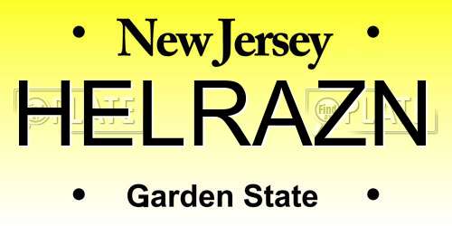 HELRAZN New Jersey License Plate