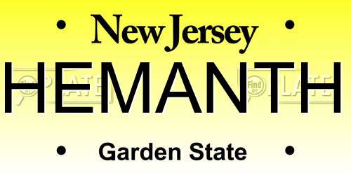 HEMANTH New Jersey License Plate