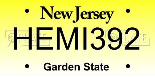 HEMI392 New Jersey License Plate