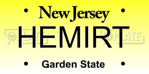 HEMIRT New Jersey License Plate