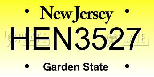 HEN3527 New Jersey License Plate