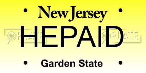 HEPAID New Jersey License Plate
