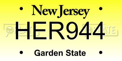 HER944 New Jersey License Plate