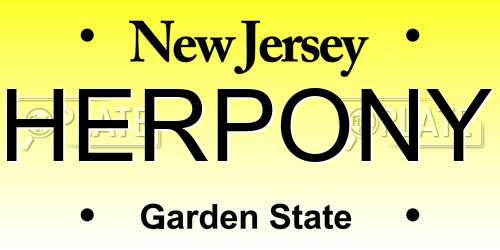 HERPONY New Jersey License Plate
