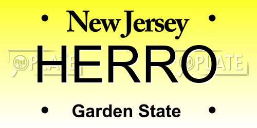 HERRO New Jersey License Plate