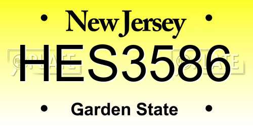 HES3586 New Jersey License Plate