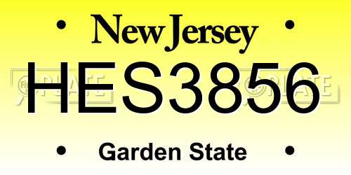 HES3856 New Jersey License Plate