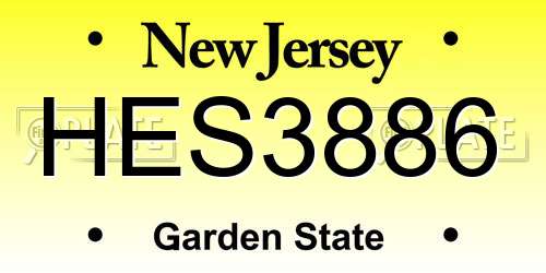HES3886 New Jersey License Plate