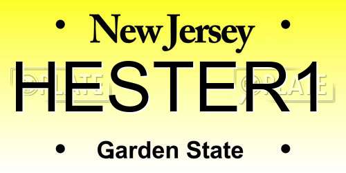 HESTER1 New Jersey License Plate