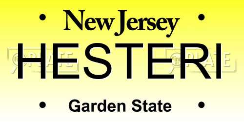 HESTERI New Jersey License Plate