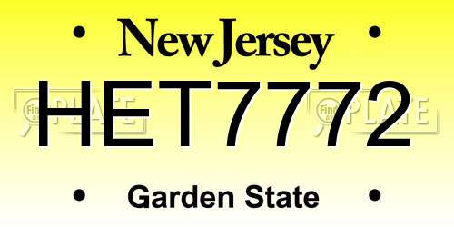 HET7772 New Jersey License Plate