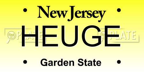 HEUGE New Jersey License Plate