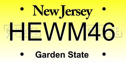 HEWM46 New Jersey License Plate