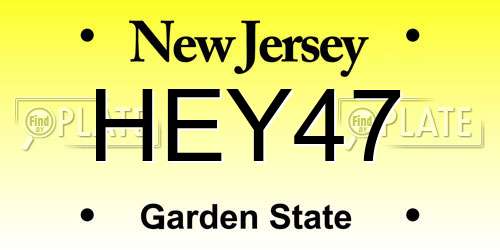 HEY47 New Jersey License Plate