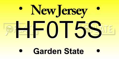 HF0T5S New Jersey License Plate