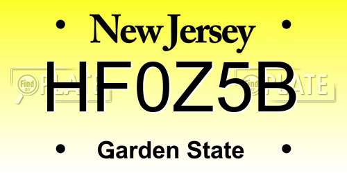 HF0Z5B New Jersey License Plate