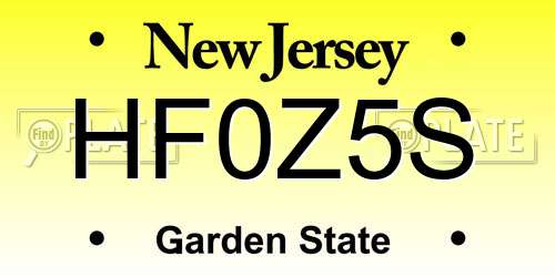 HF0Z5S New Jersey License Plate
