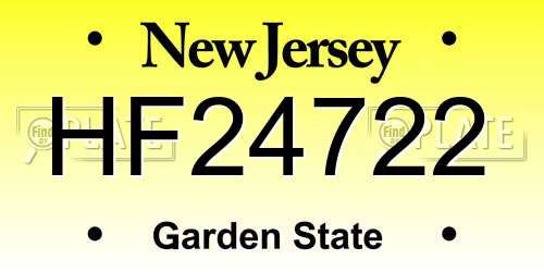 HF24722 New Jersey License Plate
