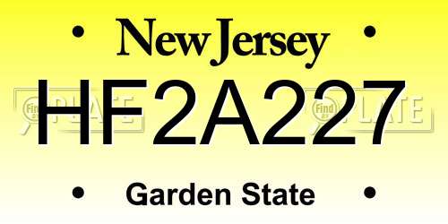 HF2A227 New Jersey License Plate