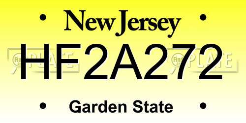 HF2A272 New Jersey License Plate