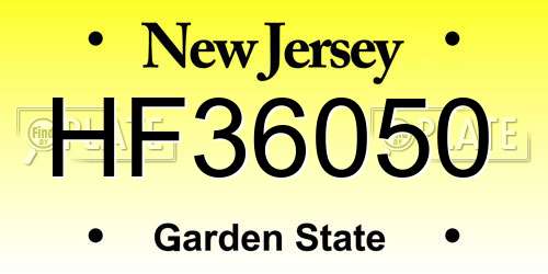 HF36050 New Jersey License Plate