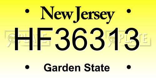 HF36313 New Jersey License Plate
