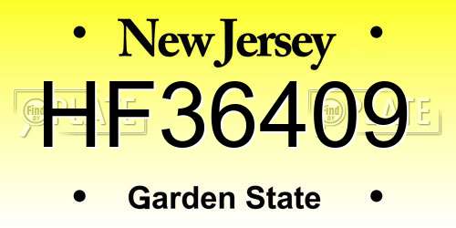 HF36409 New Jersey License Plate