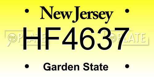 HF4637 New Jersey License Plate