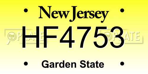 HF4753 New Jersey License Plate