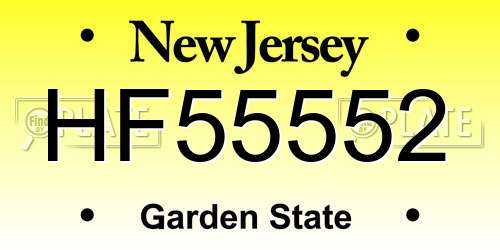 HF55552 New Jersey License Plate