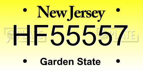 HF55557 New Jersey License Plate