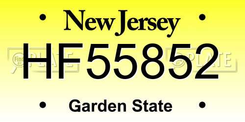 HF55852 New Jersey License Plate