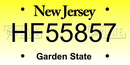 HF55857 New Jersey License Plate