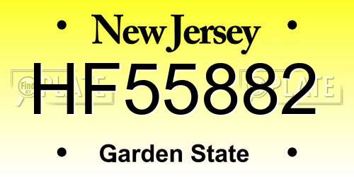 HF55882 New Jersey License Plate