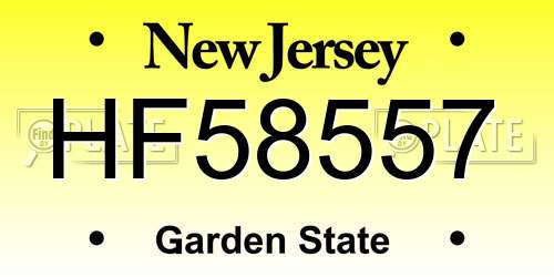 HF58557 New Jersey License Plate