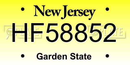HF58852 New Jersey License Plate