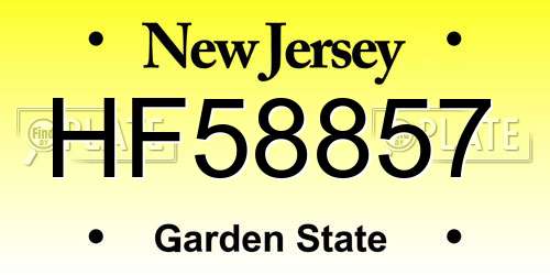 HF58857 New Jersey License Plate
