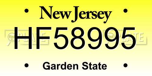 HF58995 New Jersey License Plate