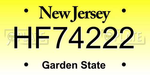 HF74222 New Jersey License Plate