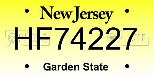 HF74227 New Jersey License Plate