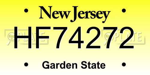 HF74272 New Jersey License Plate