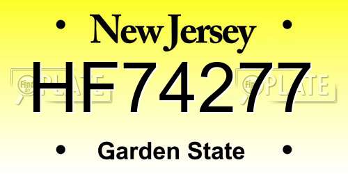 HF74277 New Jersey License Plate