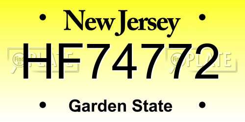 HF74772 New Jersey License Plate