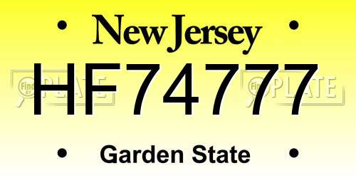 HF74777 New Jersey License Plate