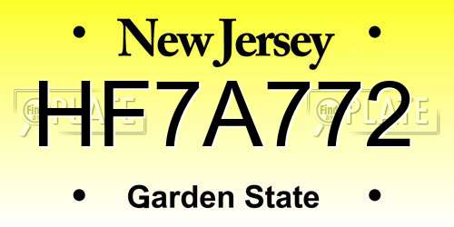 HF7A772 New Jersey License Plate