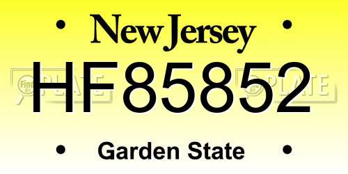HF85852 New Jersey License Plate