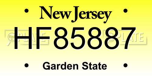 HF85887 New Jersey License Plate