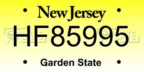 HF85995 New Jersey License Plate