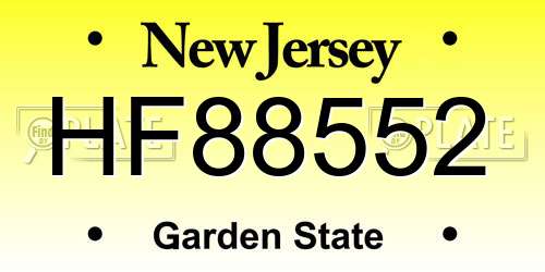 HF88552 New Jersey License Plate