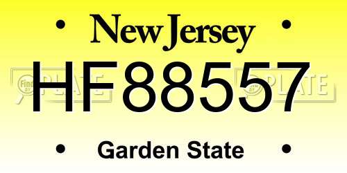 HF88557 New Jersey License Plate